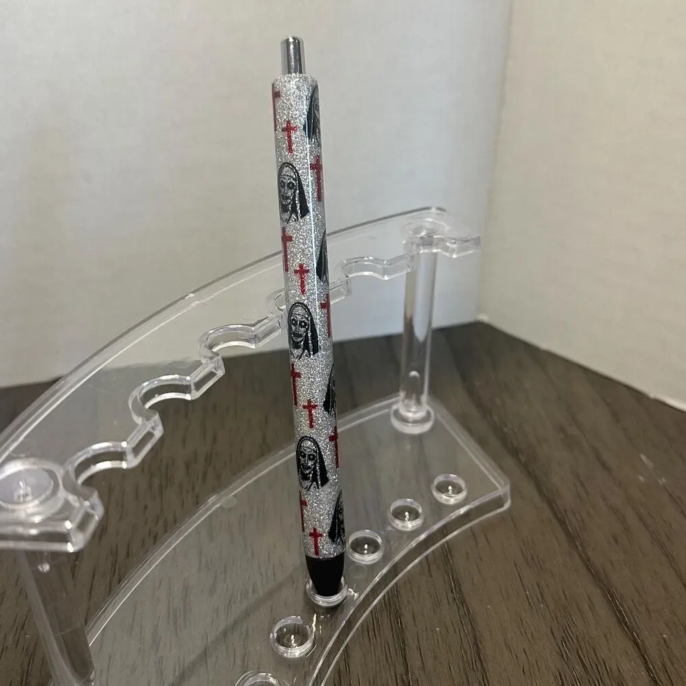 Glitter nun Creepy horror Inkjoy Personalized Pens, Refillable gel pens, Vinyl W